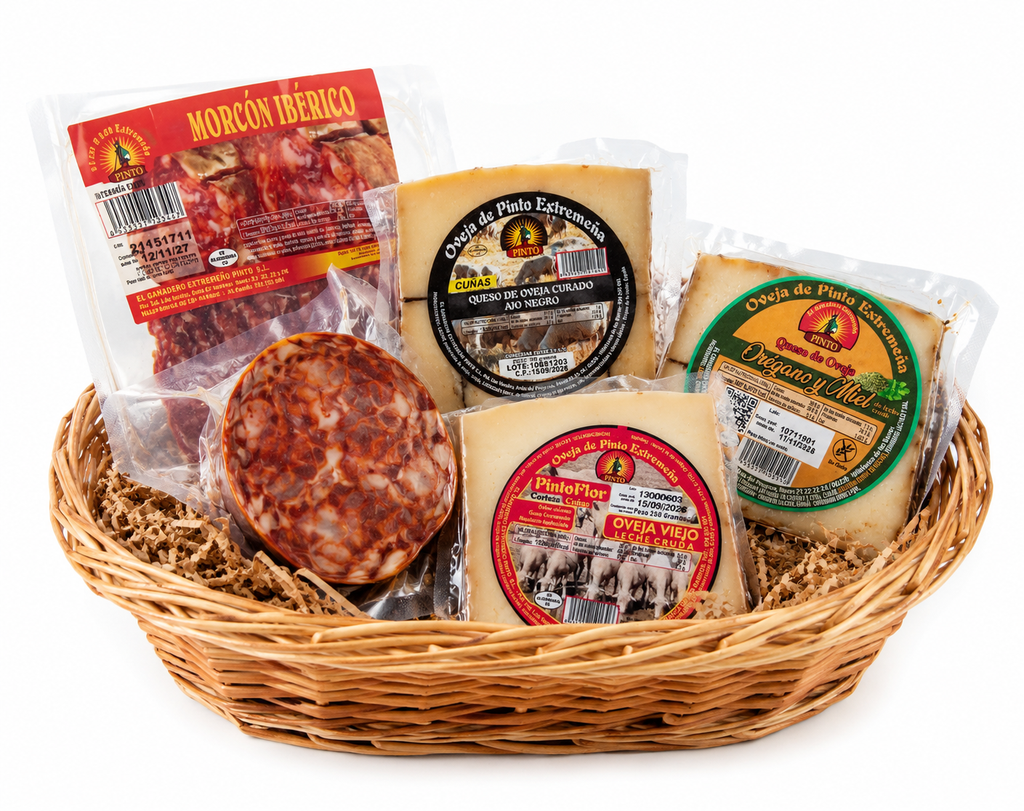 Cesta Gourmet Ibérica — Quesos, Embutidos y Complementos