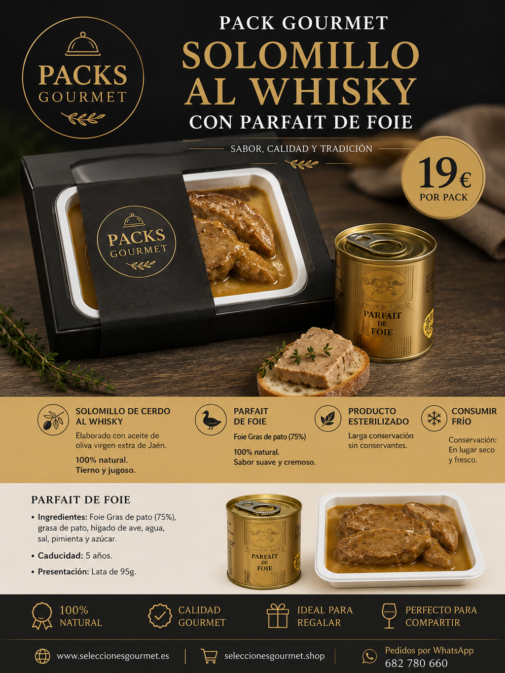 Pack Gourmet Solomillo al Whisky con Parfait de Foie